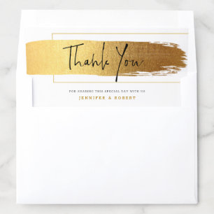 Gold brushstroke & Thank you typography Envelope Liner