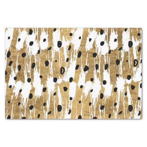 Gold Brushstrokes Modern Artsy Polka Dots Tissue Paper