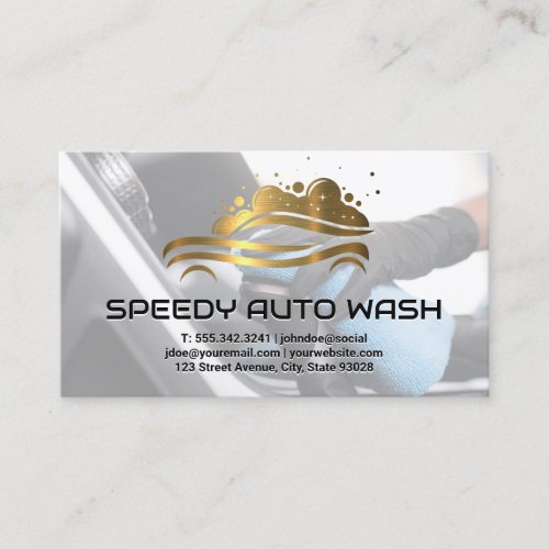 Gold Bubble Auto Wash Logo Business Card