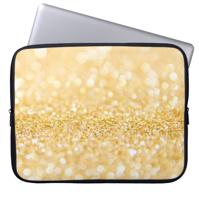 Gold Bubbles And Glitter Laptop Sleeve (Front)