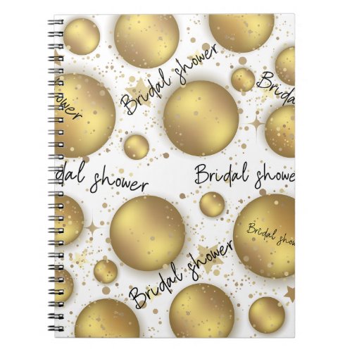 gold bubbles bridal shower notebook