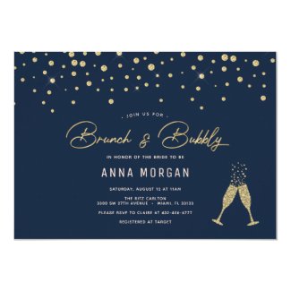 Gold Bubbles Brunch & Bubbly Invitation