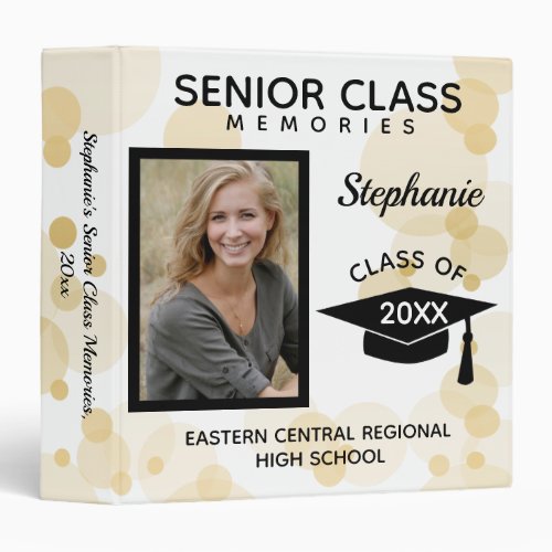 Gold Bubbles Senior Class Graduation Memory Book 3 Ring Binder