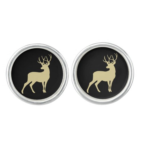 Gold Buck Deer Monogram Cufflinks