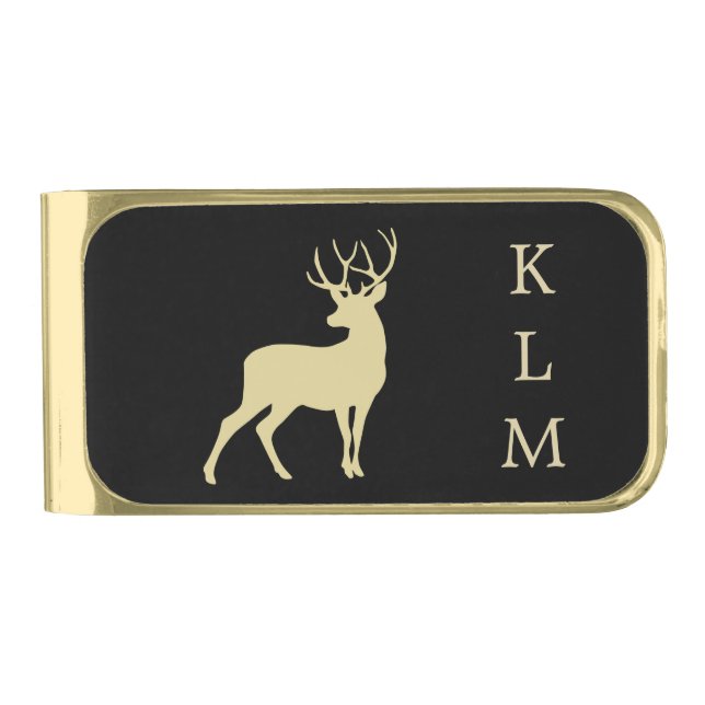 Gold Buck Deer Monogram Finish Money Clip (Front)