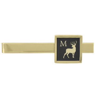 Gold Buck Deer Monogram Finish Tie Bar