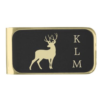 Gold Buck Deer Monogram Gold Finish Money Clip by Westerngirl2 at Zazzle