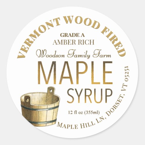 Gold Bucket Organic Local Maple Syrup Label