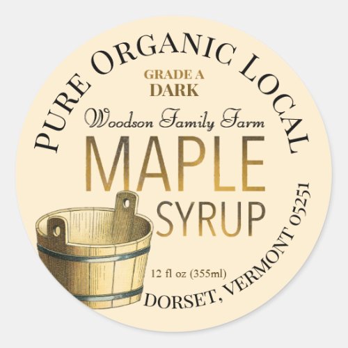 Gold Bucket Organic Local Maple Syrup Label
