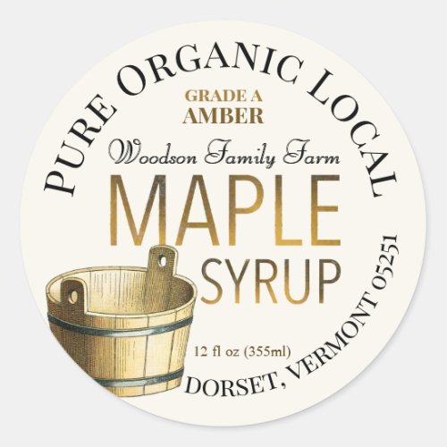 Gold Bucket State Name Editable Maple Syrup Label