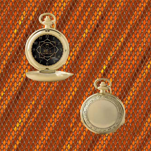 Gold Buddha doing meditation spiritual yoga 4 Pocket Watch (Creator Uploaded)