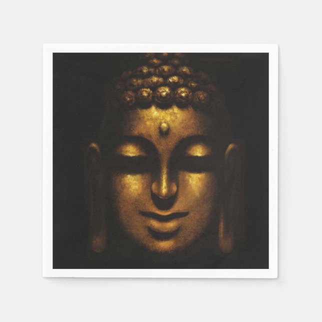 Gold Buddha Face Paper Napkins (Front)