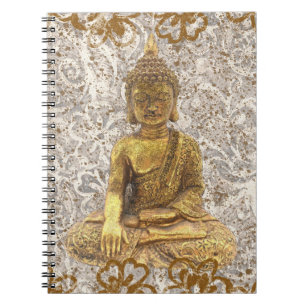 Gold Buddha Golden Floral Flowers Notebook