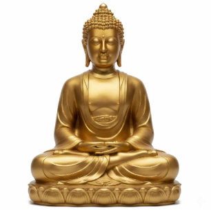 Gold Buddha Meditating dhyana mudra 2D Statue