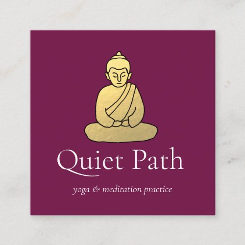 Gold Buddha Meditation Teacher Square Business Card