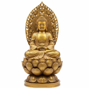 Gold Buddha on Lotus Flower 2D Statuette Statue