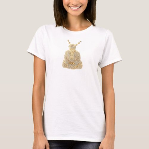 Gold Buddha Religion Buddahism Rhinestones Jewelry T_Shirt