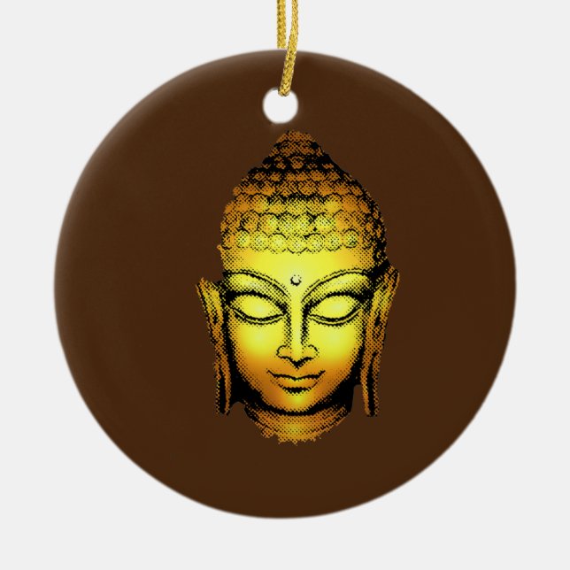 Gold Buddha Spiritual Yoga Head  Ceramic Ornament (Front)