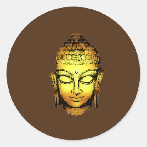 Gold Buddha Spiritual Yoga Head  Classic Round Sticker