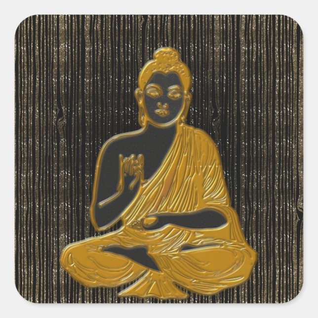 gold Buddha Square Sticker (Front)