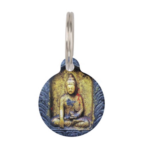 Gold Buddha Statue Buddhist Art Custom Pet Info Pet ID Tag
