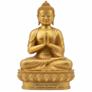 Gold Buddha Statue doing Anjali Mudra 2D statuette