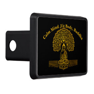 Gold Buddha Under a Tree With Lotus Flower Hitch Cover