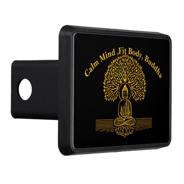 Gold Buddha Under a Tree With Lotus Flower Hitch Cover (Right)