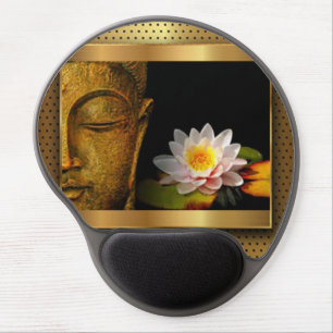 Gold Buddha With Lotus Flower Gel Mouse Pad