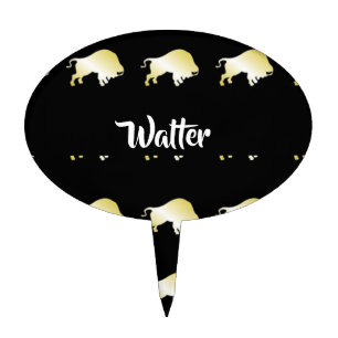Gold buffalo on black cake topper