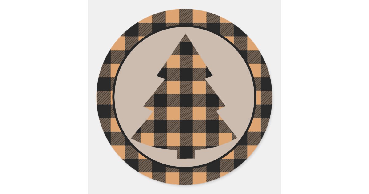 Gold Buffalo Plaid Border Christmas Tree Classic Round ...