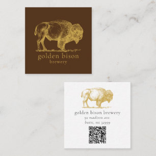 Gold Buffalo QR Code Brown Square Biz Card