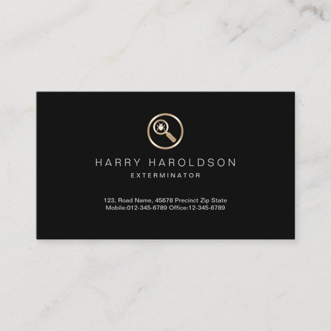 Gold Bug Icon Home Exterminator Business Card (Front)