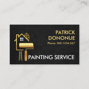 Gold Building Brush On Black Grunge Texture Business Card