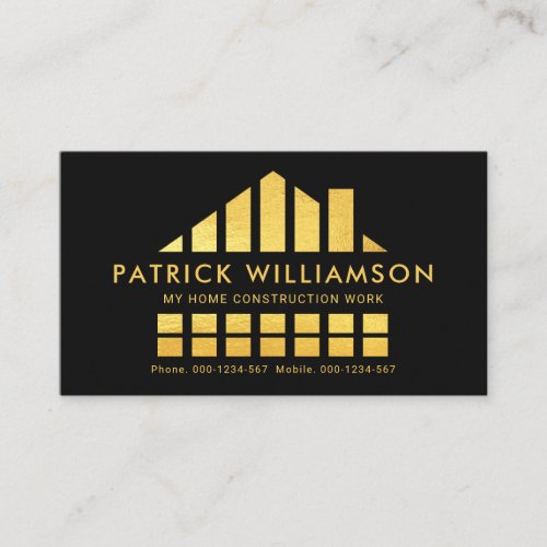 Gold Building Construction Foundation Business Card