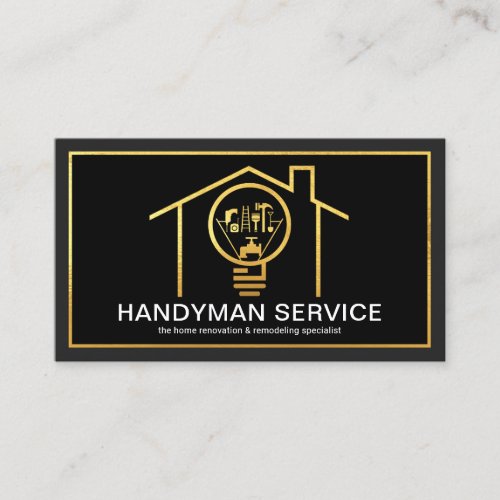 Gold Building Frame Creative Handyman Bulb Business Card