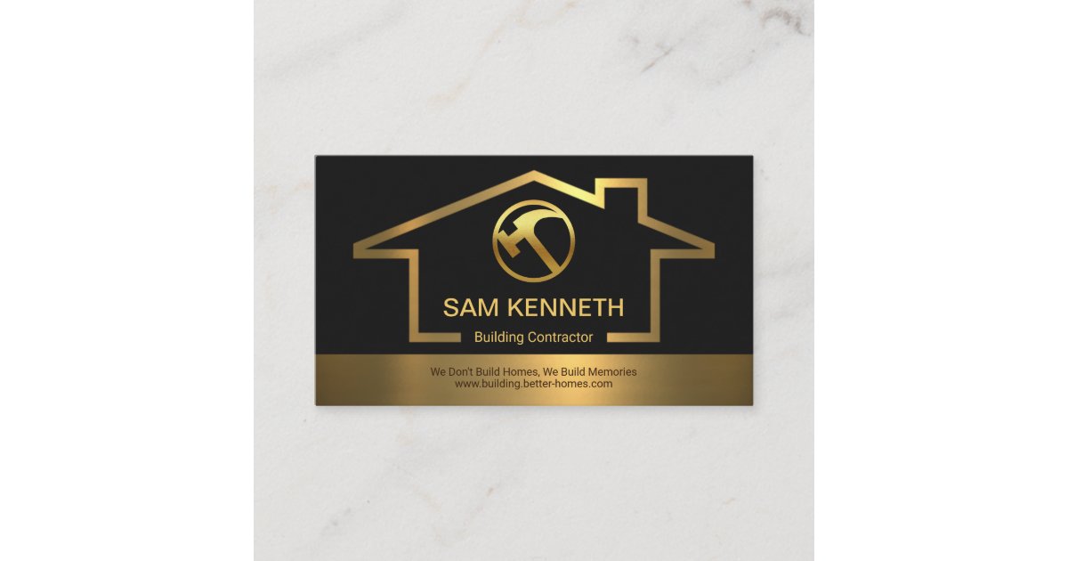 Gold Building Frame Handyman Construction Builder Business Card | Zazzle