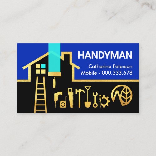 Gold Building Frame Home Repairs Business Card