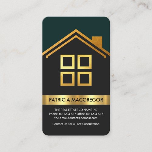 Gold Building Roof Window Realty Business Card