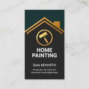 Gold Building Rooftop Handyman Painting Service Business Card