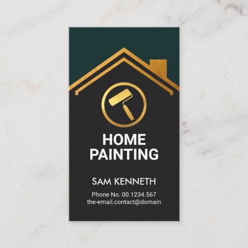 Gold Building Rooftop Handyman Painting Service Business Card