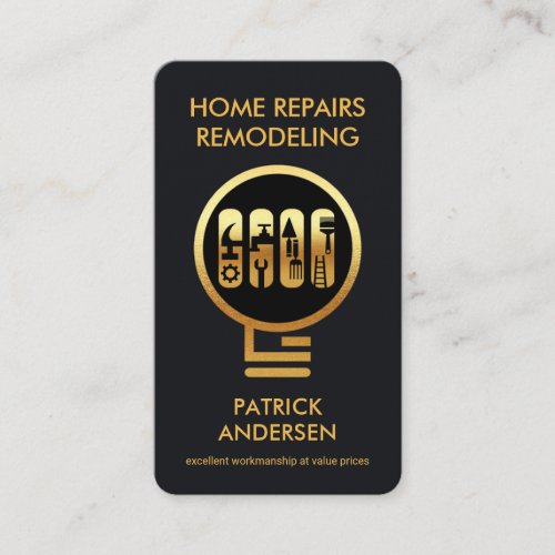 Gold Bulb Handyman Tools Filament Business Card