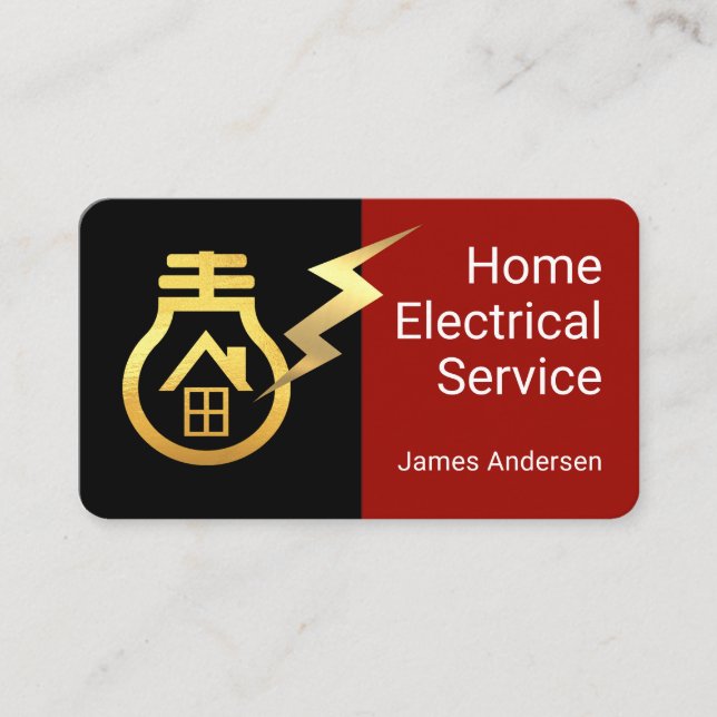 Gold Bulb Home Powered By Lightning Business Card (Front)