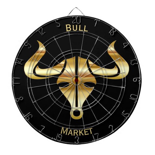 Gold Bull Bull Market Dartboard With Darts