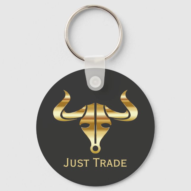 Gold Bull Just Trade Keychain (Front)