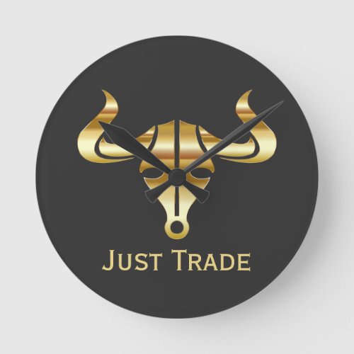 Gold Bull Just Trade Round Clock