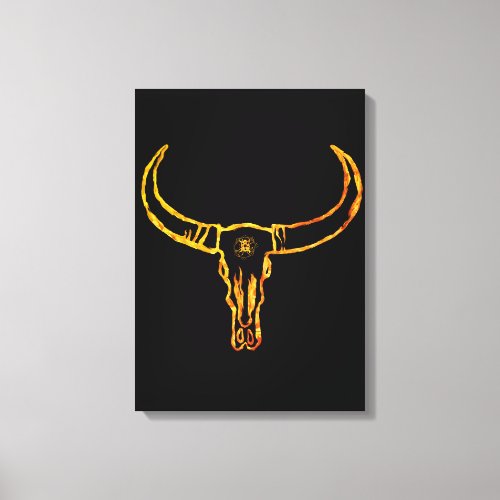 Gold Bull Skull Wrapped Canvas