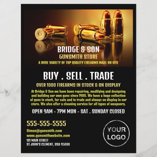 Gold Bullets, Gunsmith, Gunstore Advertising Flyer (Front)
