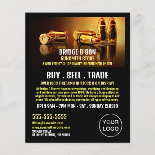 Gold Bullets Gunsmith Gunstore Advertising Flyer