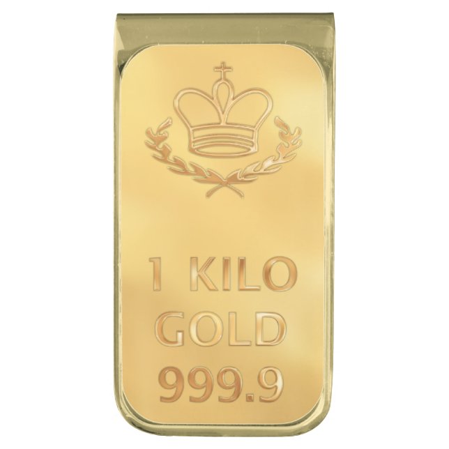 Gold Bullion Bar Gold Finish Money Clip (Front Vertical)